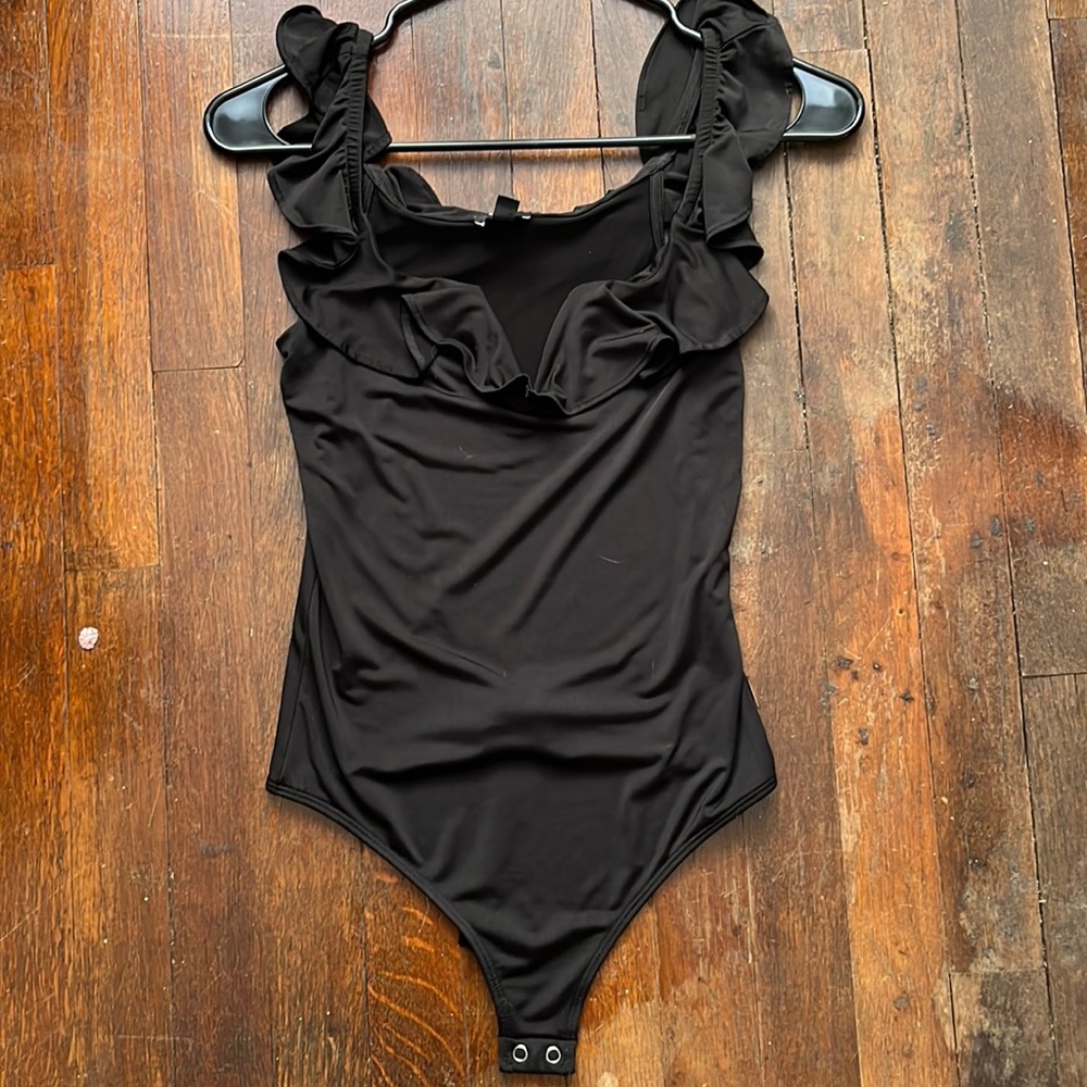 Express V Cut Ruffle Body Suit